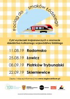 Plakat wycieczek z cyklu Pociąg do smaków Łódzkiego