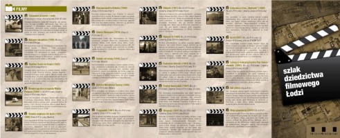 Szlak dziedzictwa filmowego Łodzi to nasz pierwszy projekt, zrealizowany w 2009 r. Udało się stworzyć serwis filmowalodz.pl, zrealizować kilkadziesiąt wycieczek oraz 4 pokazy filmowe (np. Ziemia obiecana na rynku Manufaktury)
